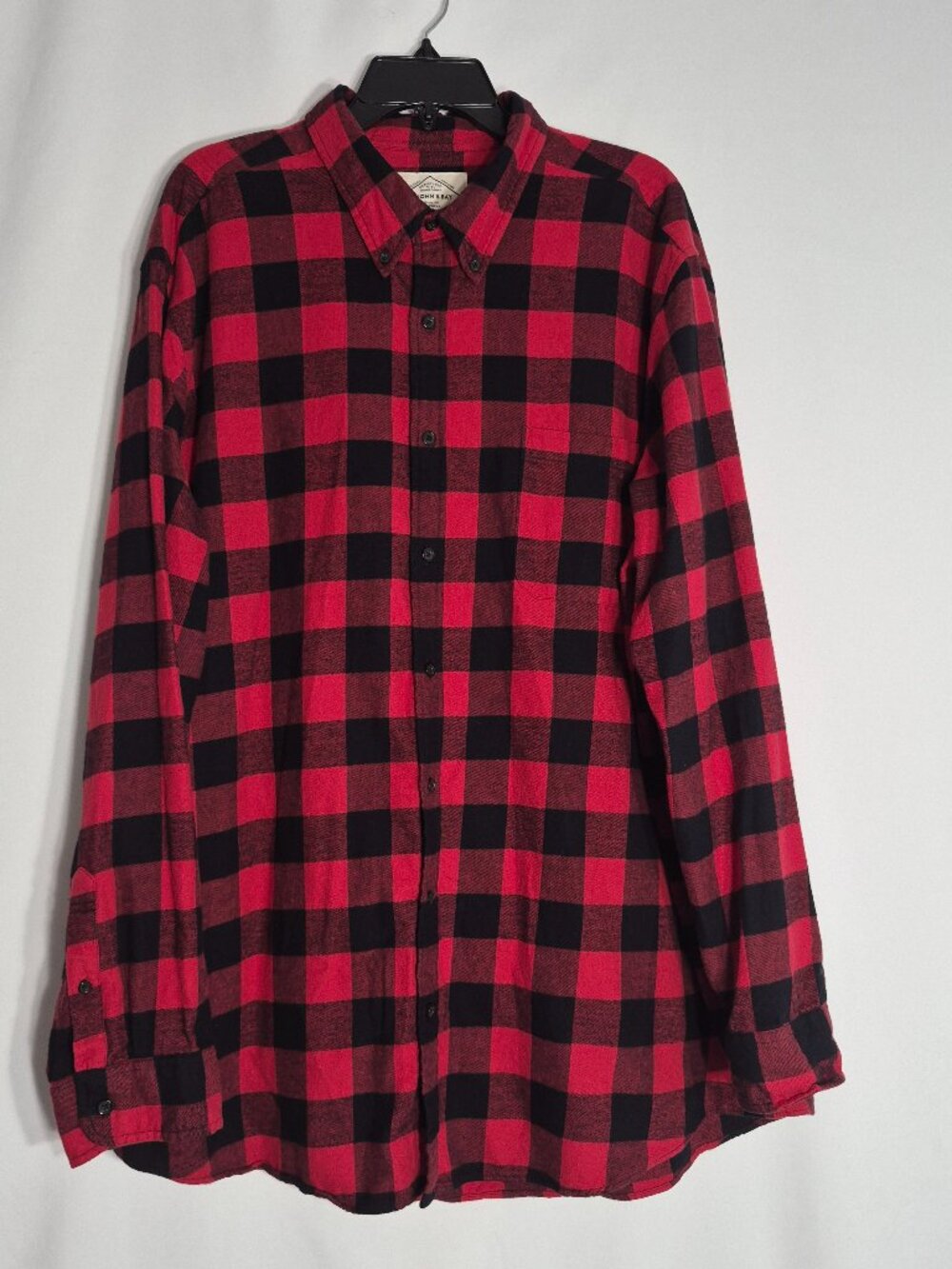 ST JOHN'S BAY Red Plaid Flannel Long Sleeve Button Shirt; Men Size 2XLT